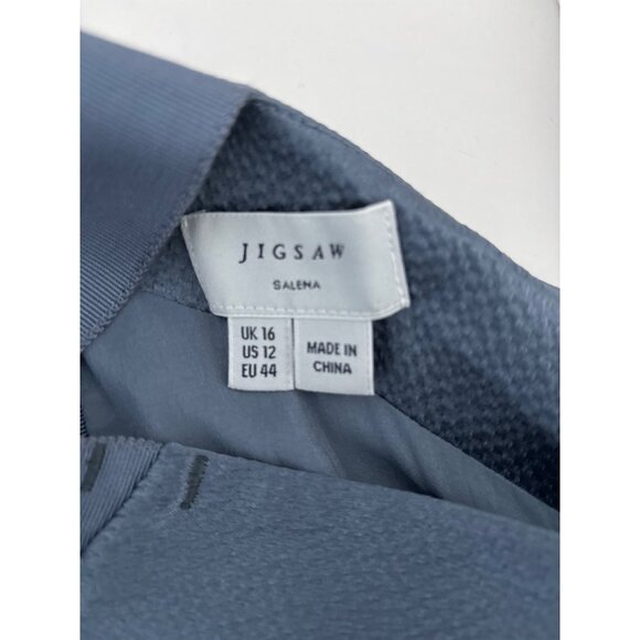 Jigsaw Dress Sz 12 Silk Midi Blue Designer Quiet Luxury Open Back Evening Party - Picture 3 of 16